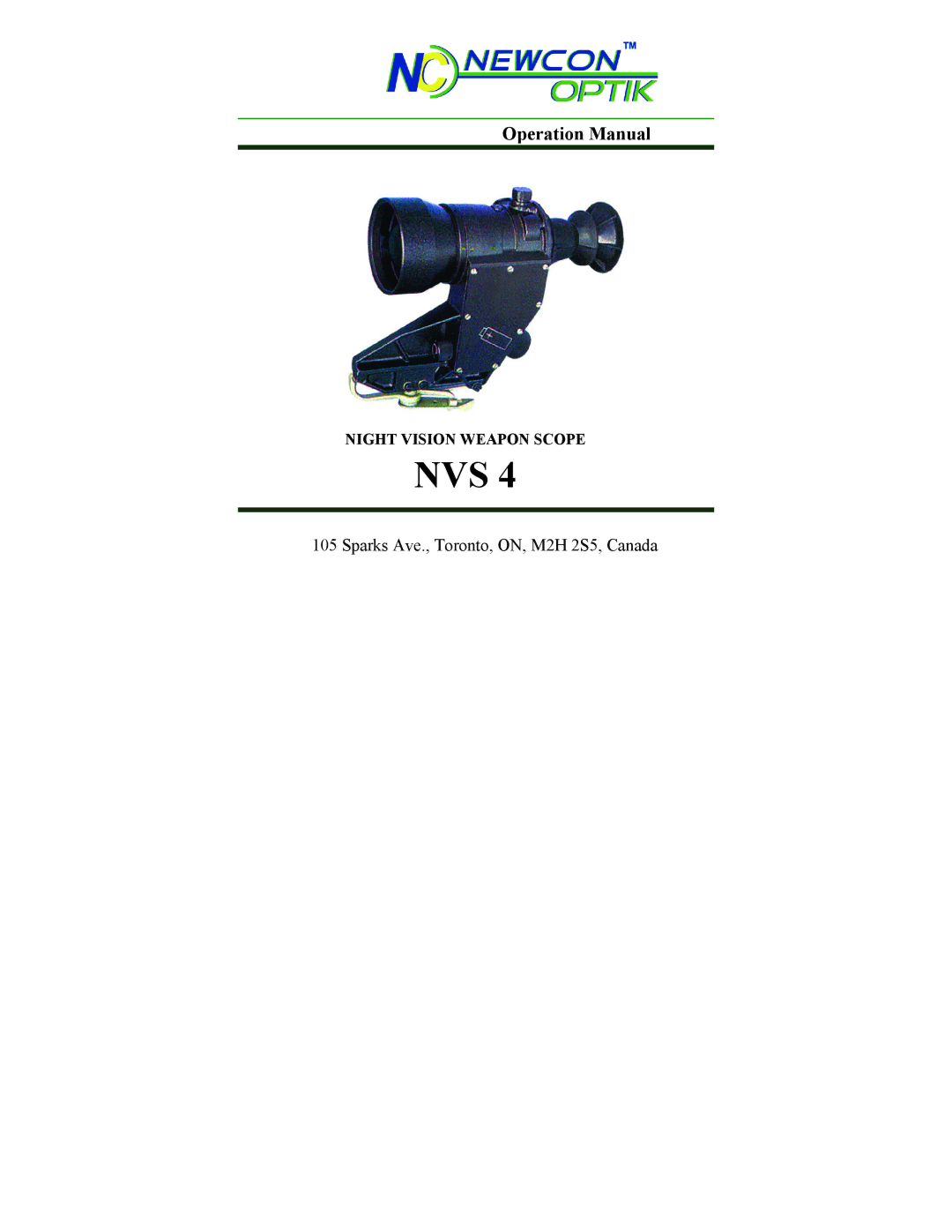 Newcon Optik NVS 4 operation manual Nvs 