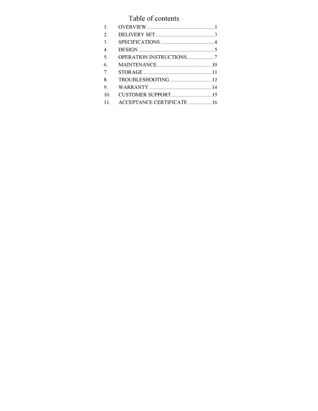 Newcon Optik NVS 4 operation manual Table of contents 