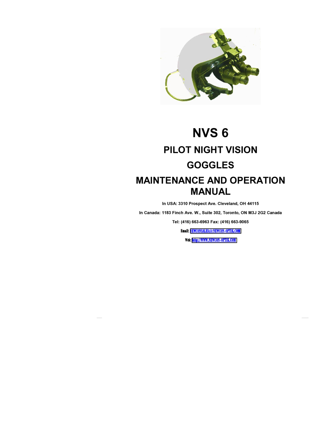 Newcon Optik NVS 6 operation manual Nvs 