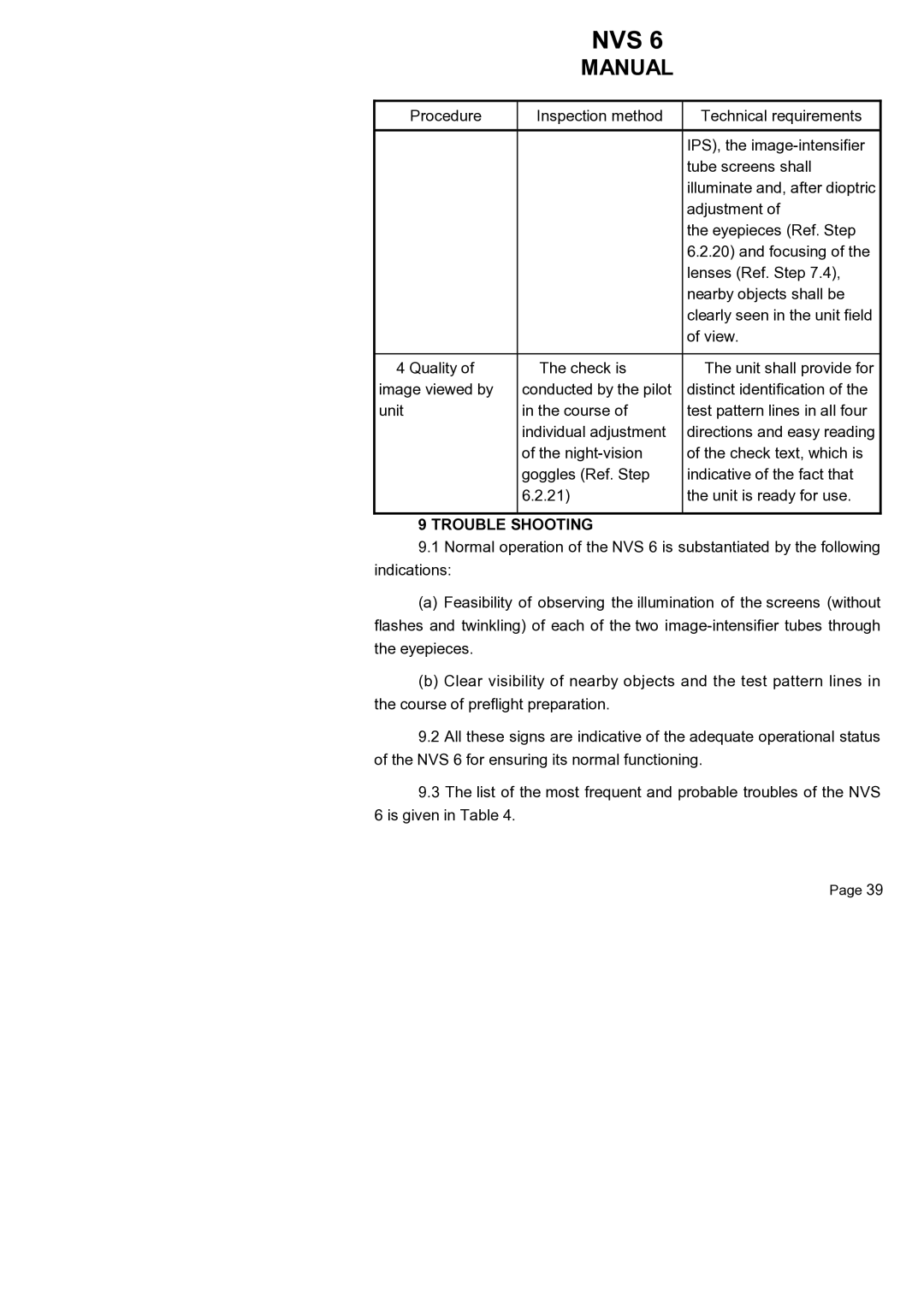 Newcon Optik NVS 6 operation manual Trouble Shooting 