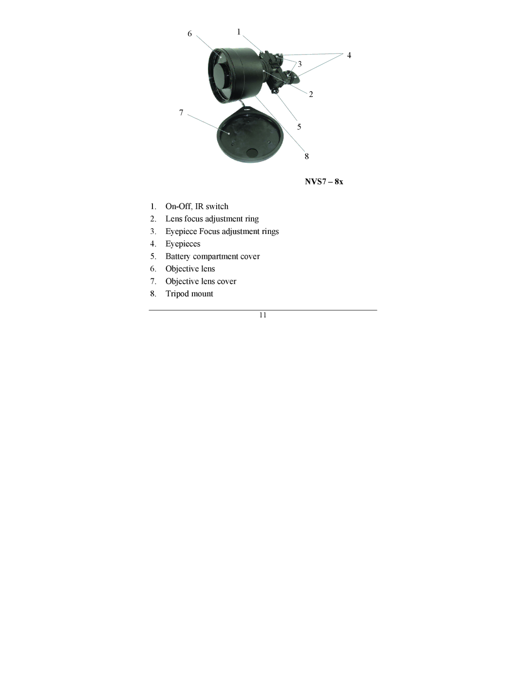 Newcon Optik NVS 7-4X, NVS 7-8X, NVS 7-5X operation manual NVS7 