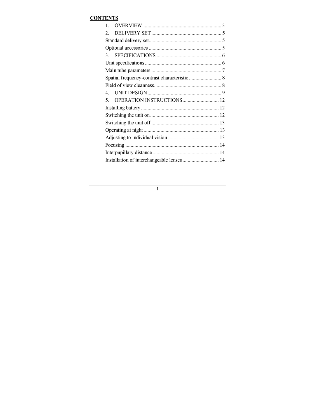 Newcon Optik NVS 7-5X, NVS 7-8X, NVS 7-4X operation manual Contents 