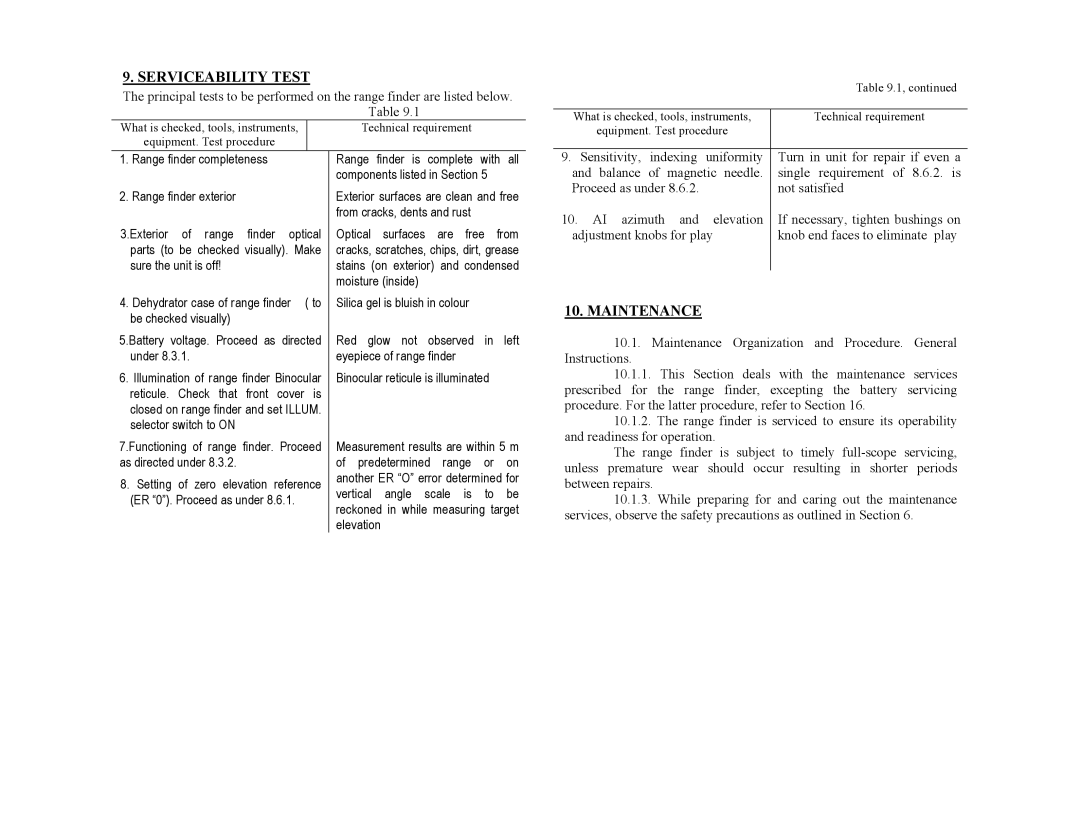 Newcon Optik PHANTOM 20 operation manual Serviceability Test, Maintenance 