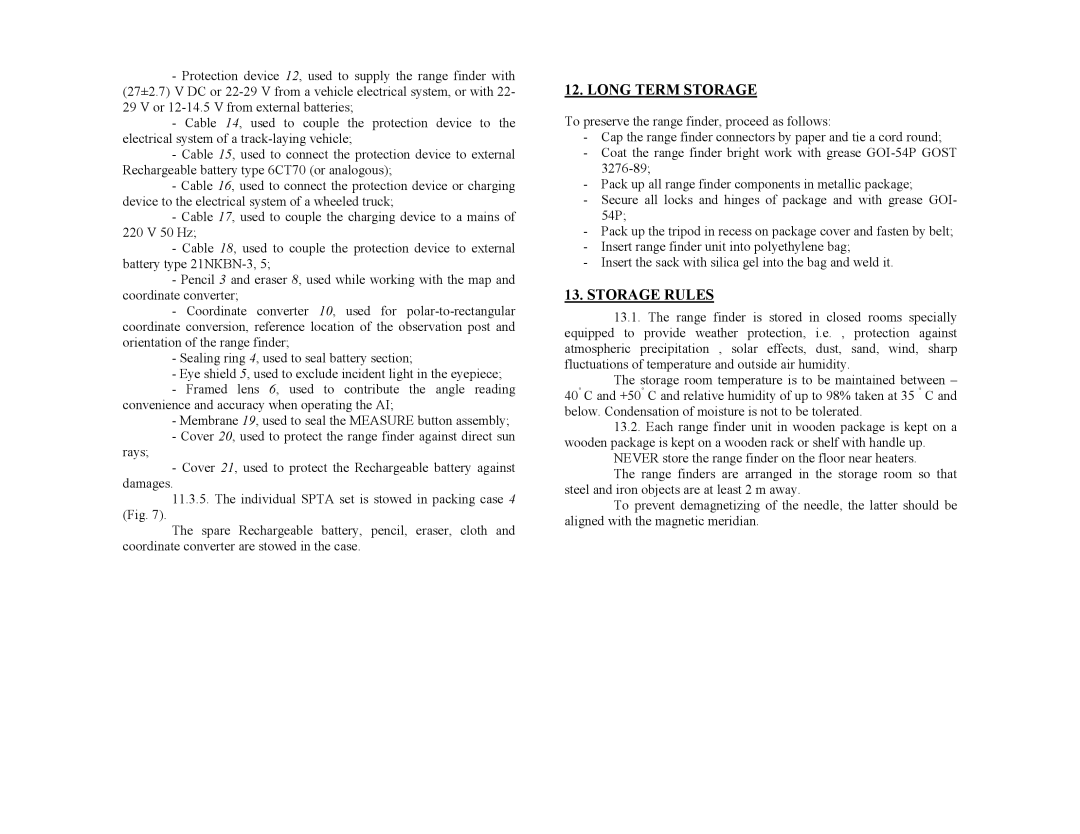 Newcon Optik PHANTOM 20 operation manual Long Term Storage, Storage Rules 