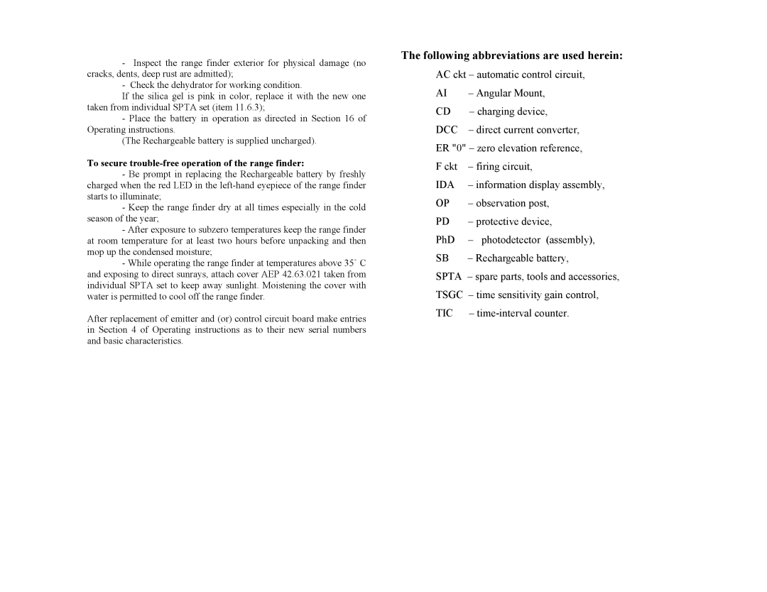 Newcon Optik PHANTOM 20 operation manual Following abbreviations are used herein 