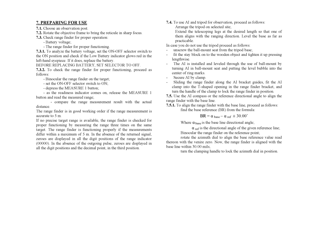 Newcon Optik PHANTOM 20 operation manual Preparing for USE, Before Replacing BATTERY, SET Selector to OFF 