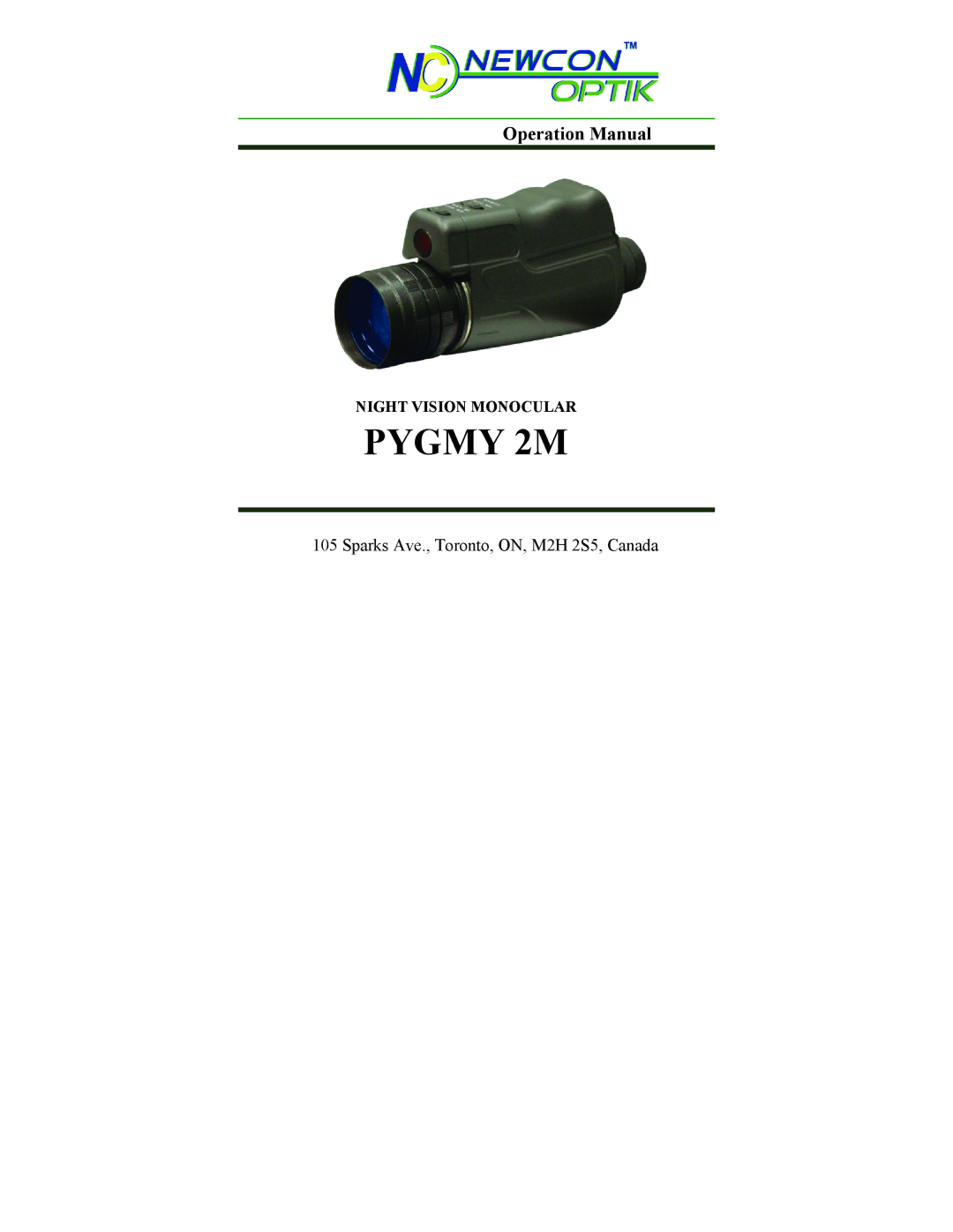 Newcon Optik PYGMY 2M operation manual Pygmy 2M 