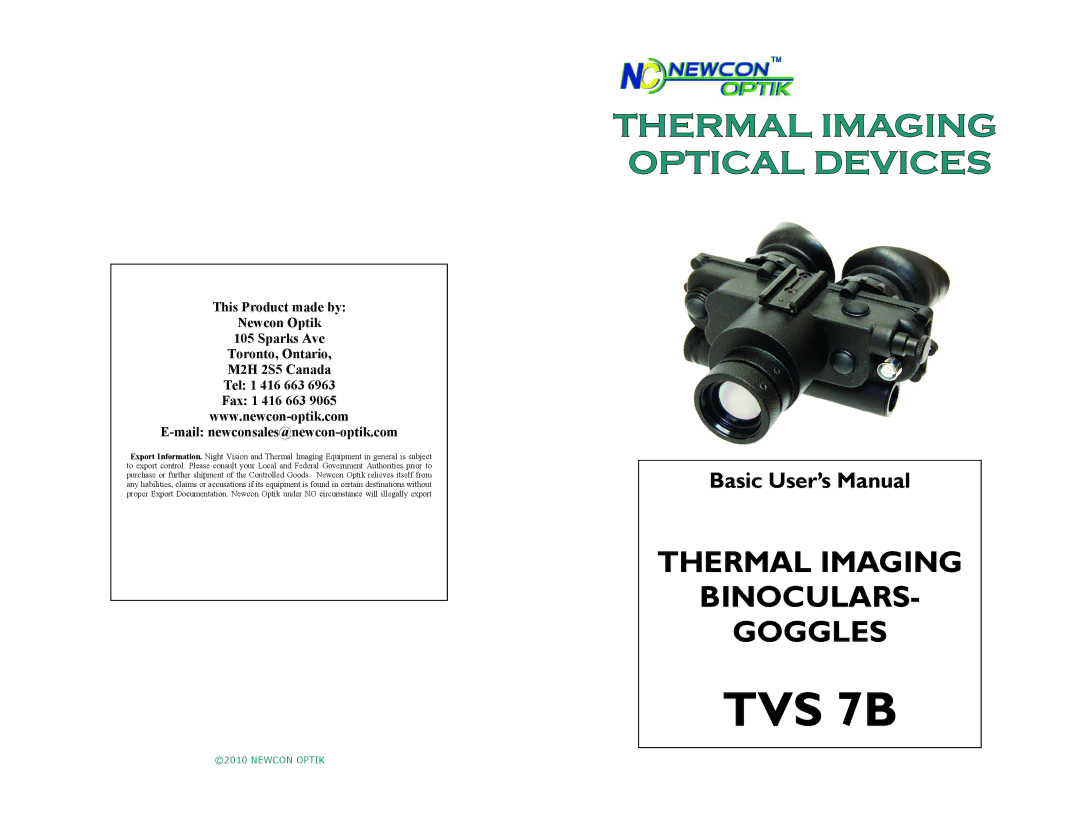 Newcon Optik TVS 7B user manual 