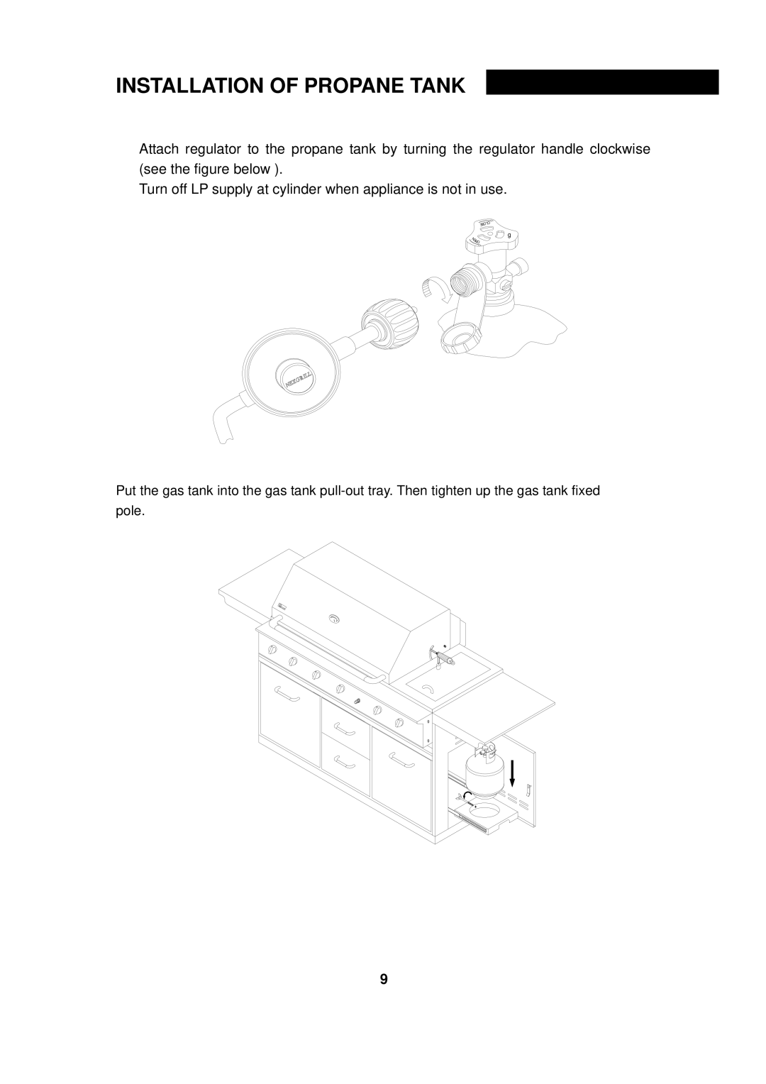 Nexgrill 720-0050-LP manual Installation of Propane Tank 