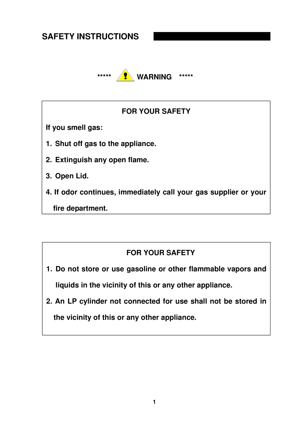 Nexgrill 720-0050-LP manual Safety Instructions, For Your Safety 