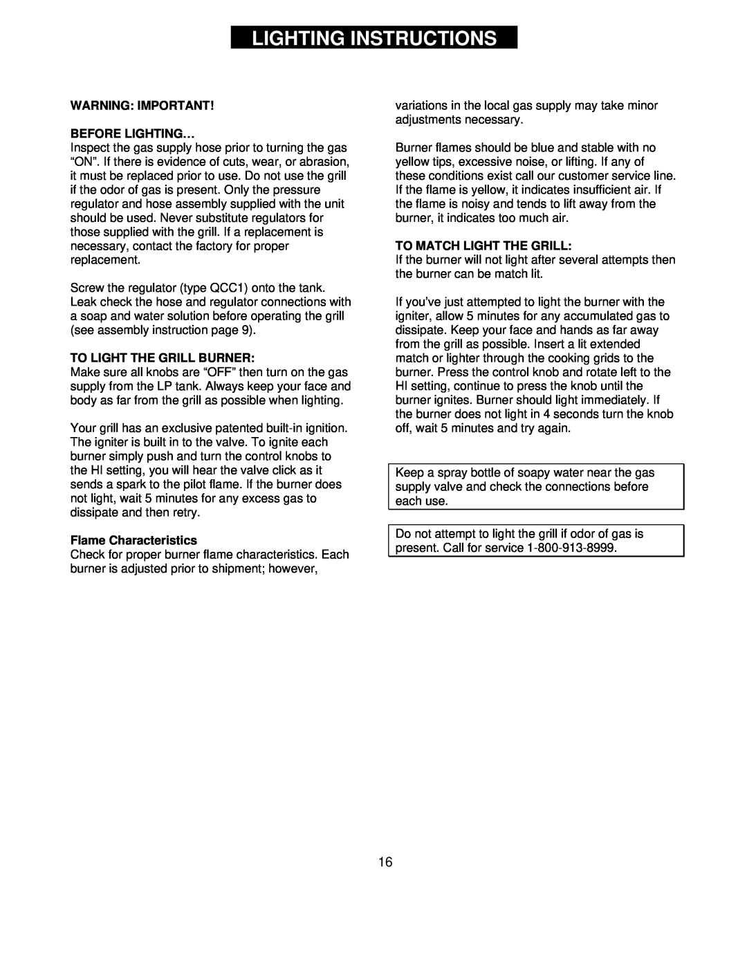 Nexgrill 720-0125-LP manual Lighting Instructions, Warning Important Before Lighting…, To Light The Grill Burner 