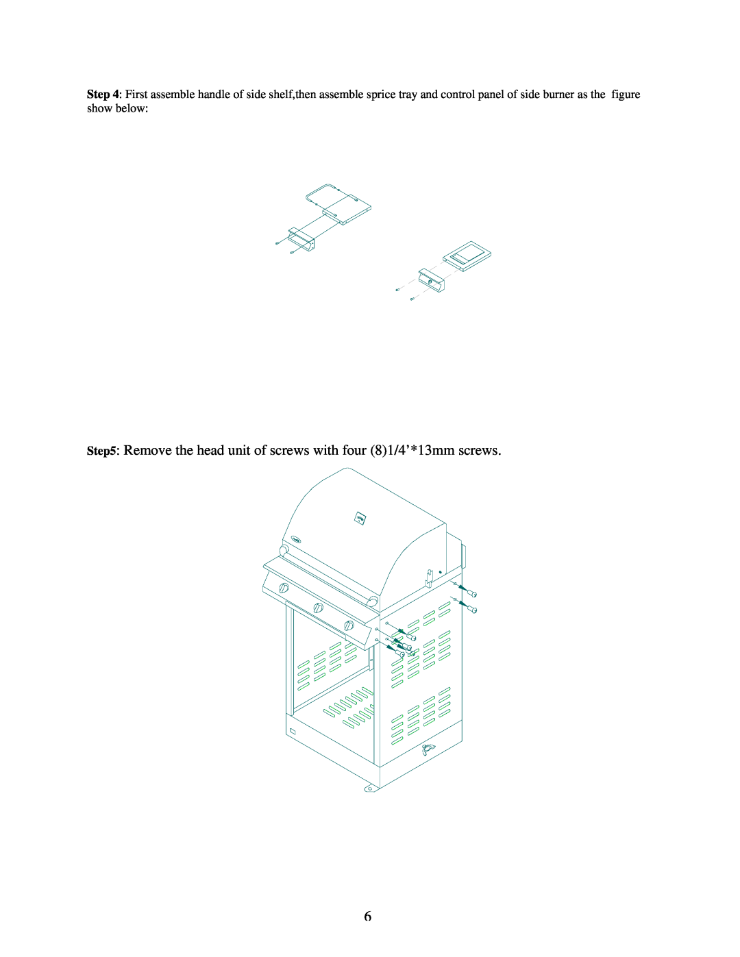Nexgrill 720-0125-LP manual Remove the head unit of screws with four 81/4’*13mm screws, TheG T lassoM 
