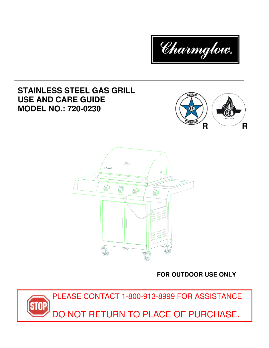 Nexgrill 720-0230 manual Do not Return to Place of Purchase 