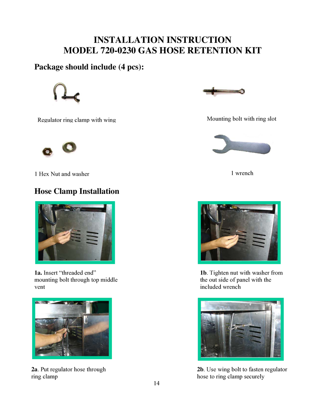 Nexgrill 720-0230 manual Package should include 4 pcs 