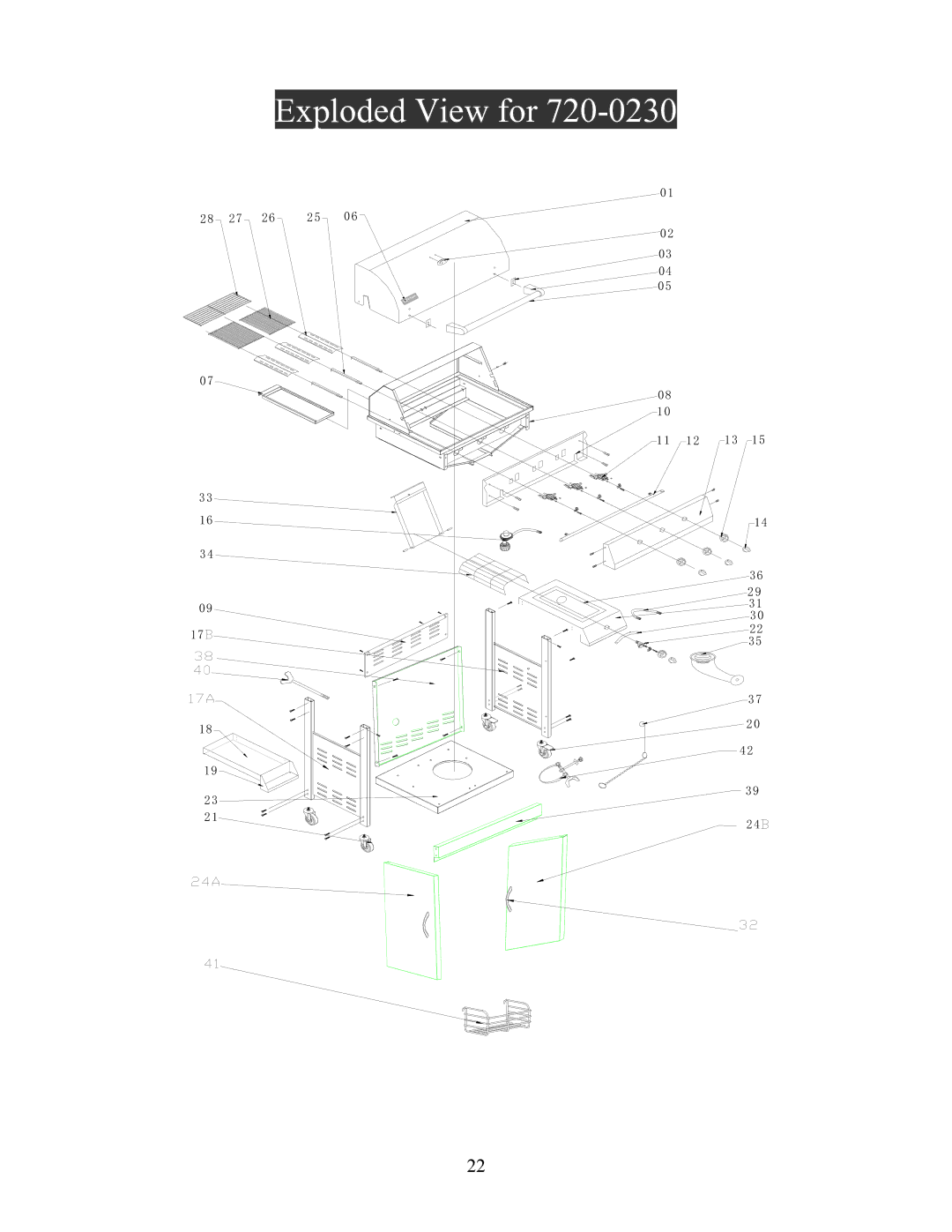 Nexgrill 720-0230 manual Exploded View for 