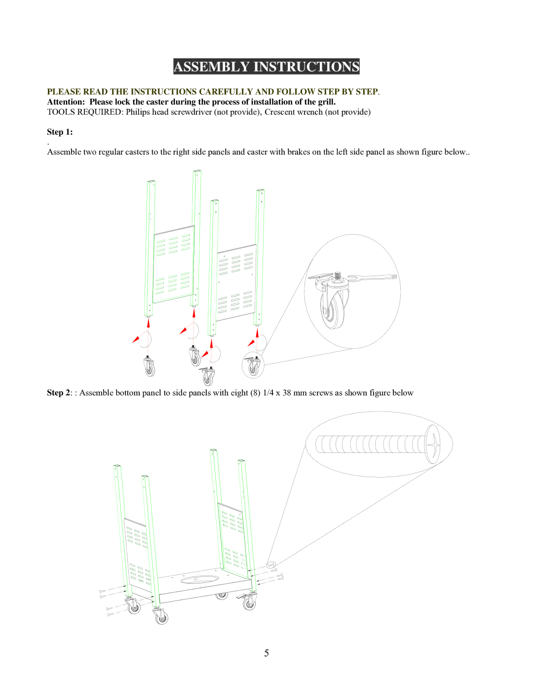 Nexgrill 720-0230 manual Assembly Instructions, Step 