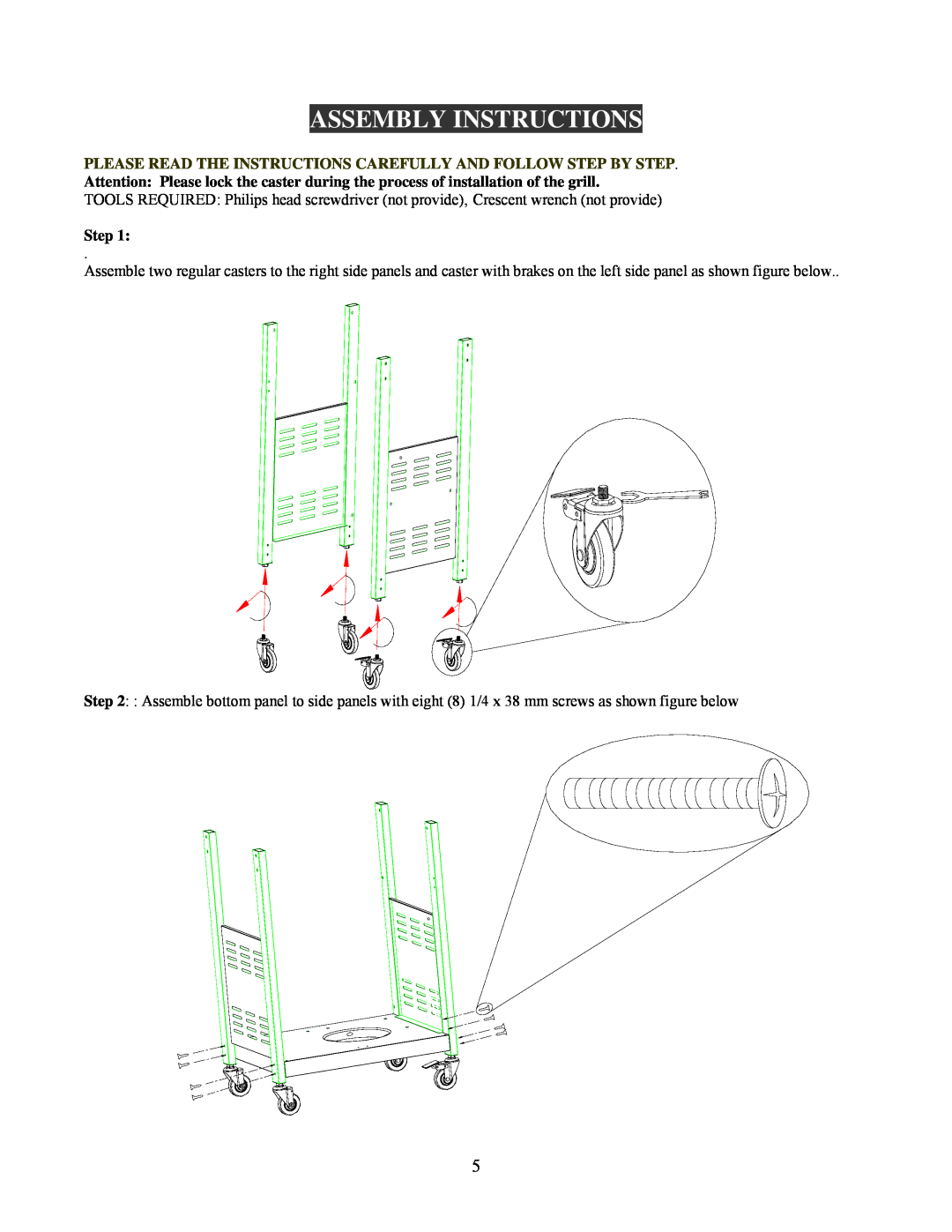 Nexgrill 720-0230 manual Assembly Instructions, Please Read The Instructions Carefully And Follow Step By Step 