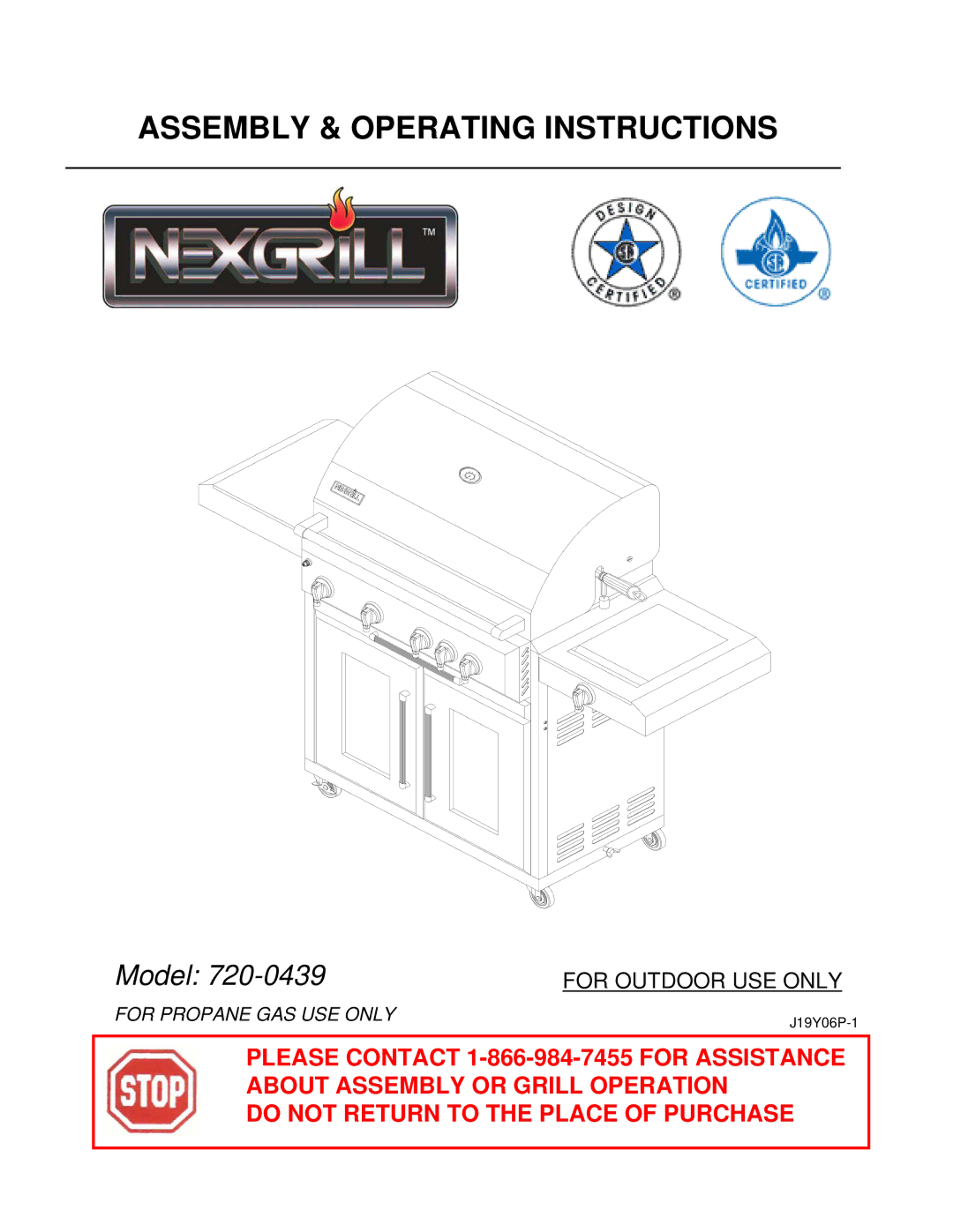 Nexgrill 720-0439 operating instructions Assembly & Operating Instructions 