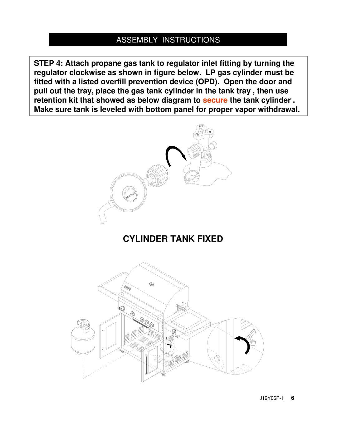 Nexgrill 720-0439 operating instructions Cylinder Tank Fixed 