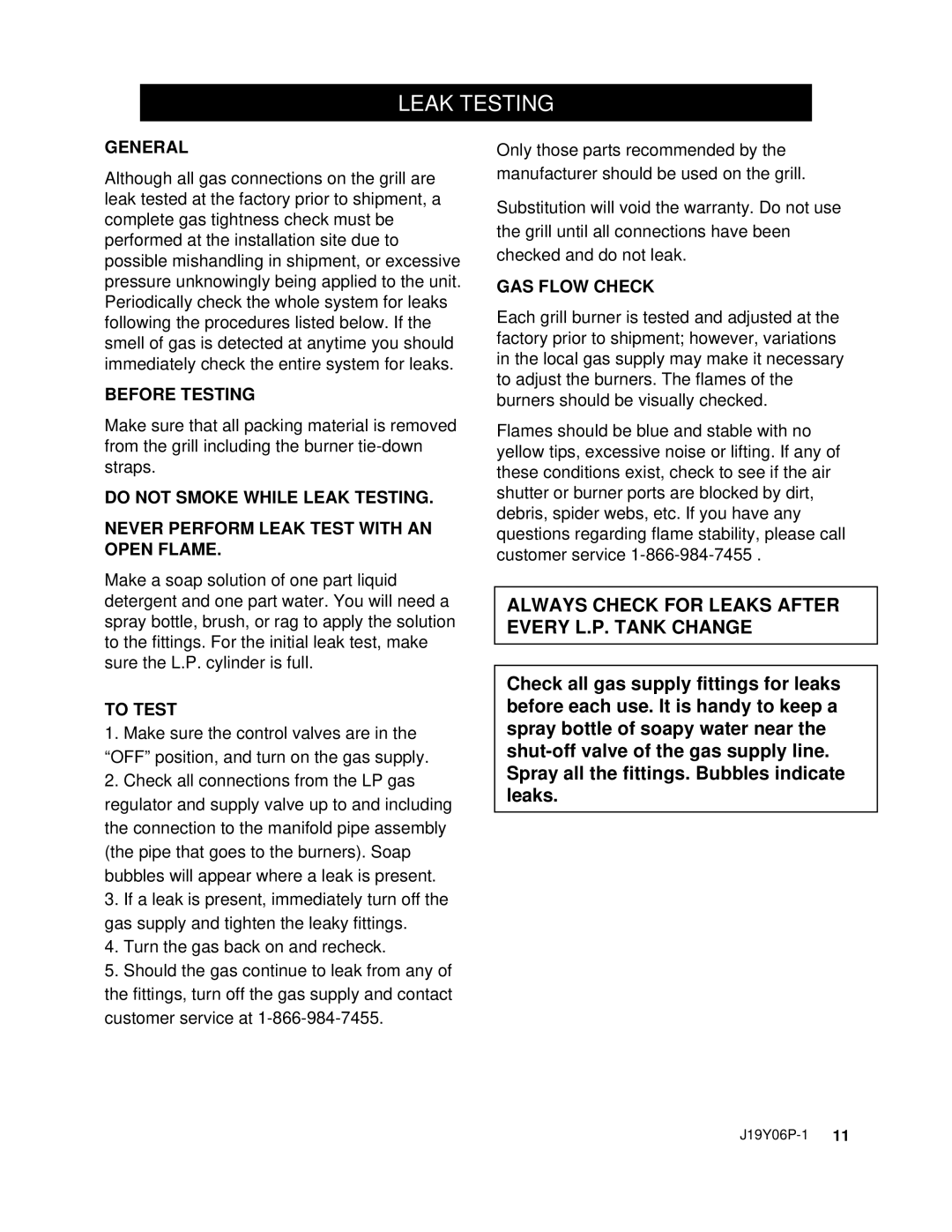 Nexgrill 720-0439 operating instructions Leak Testing, General 