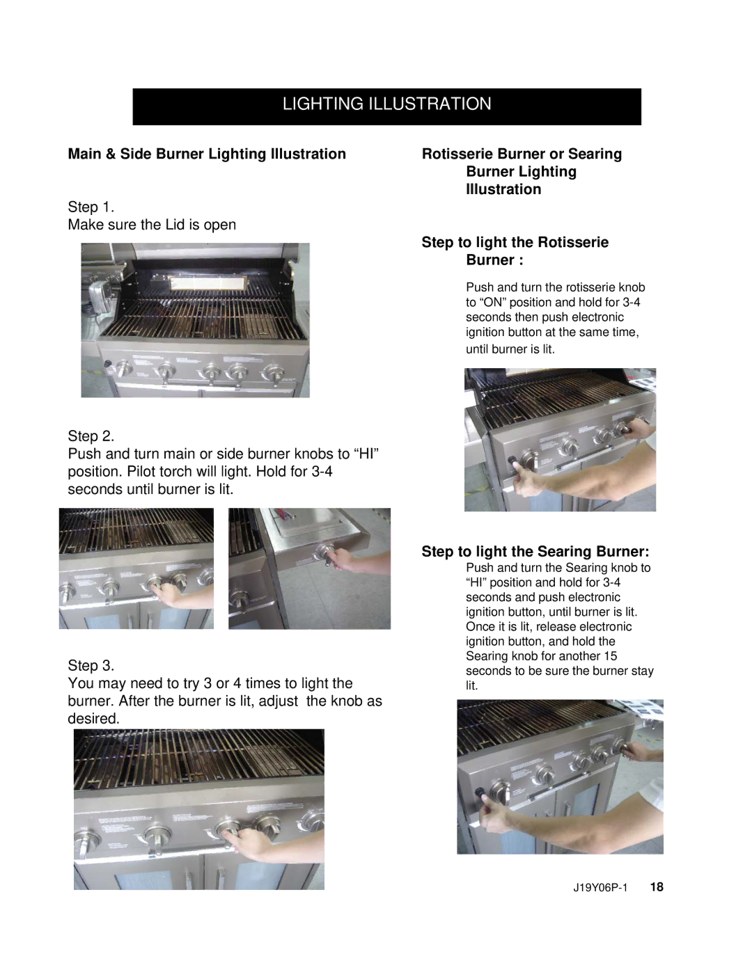 Nexgrill 720-0439 operating instructions Lighting Illustration, Burner 