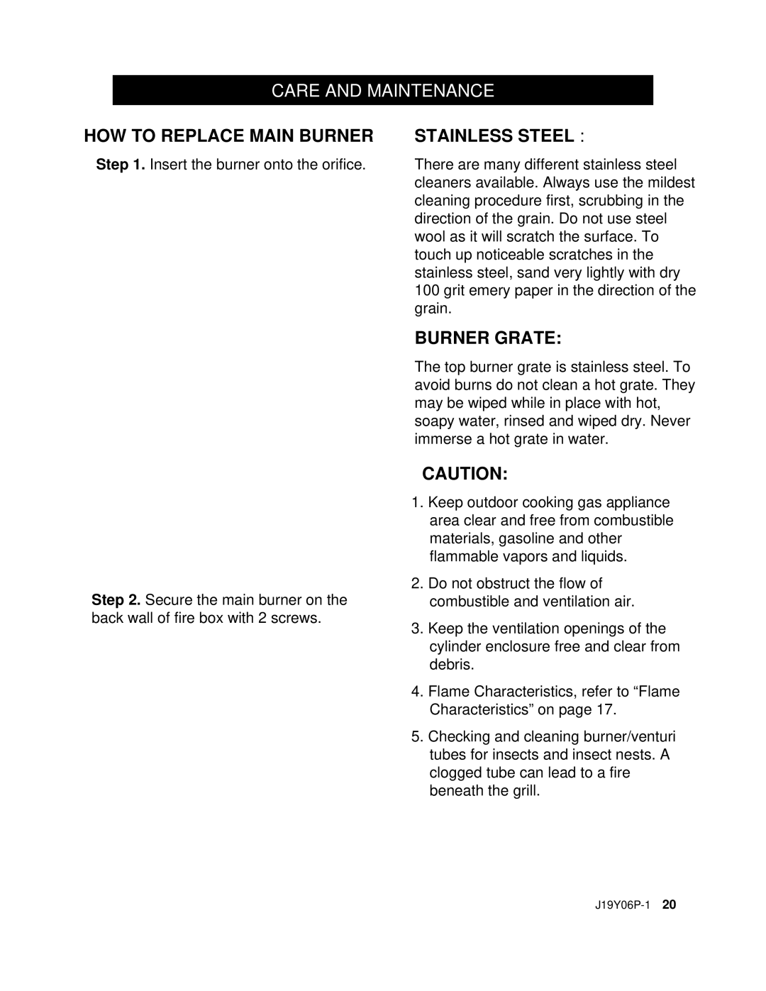 Nexgrill 720-0439 operating instructions HOW to Replace Main Burner 