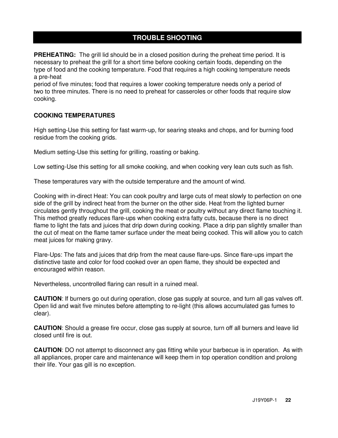 Nexgrill 720-0439 operating instructions Trouble Shooting 