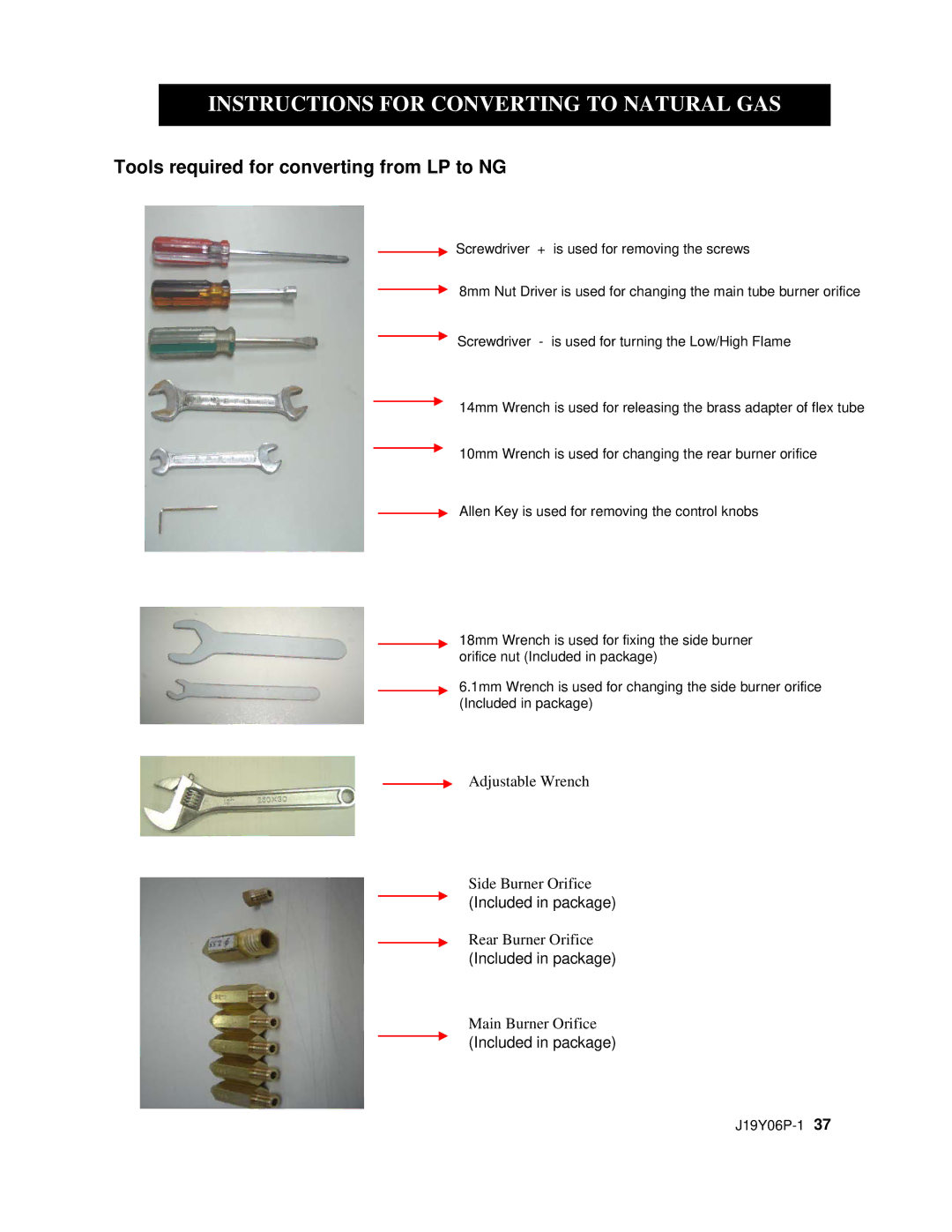 Nexgrill 720-0439 operating instructions Instructions for Converting to Natural GAS 