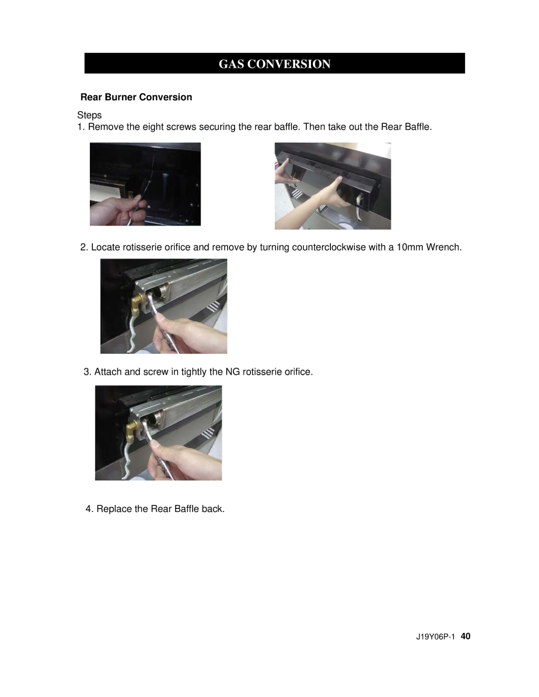 Nexgrill 720-0439 operating instructions Rear Burner Conversion 