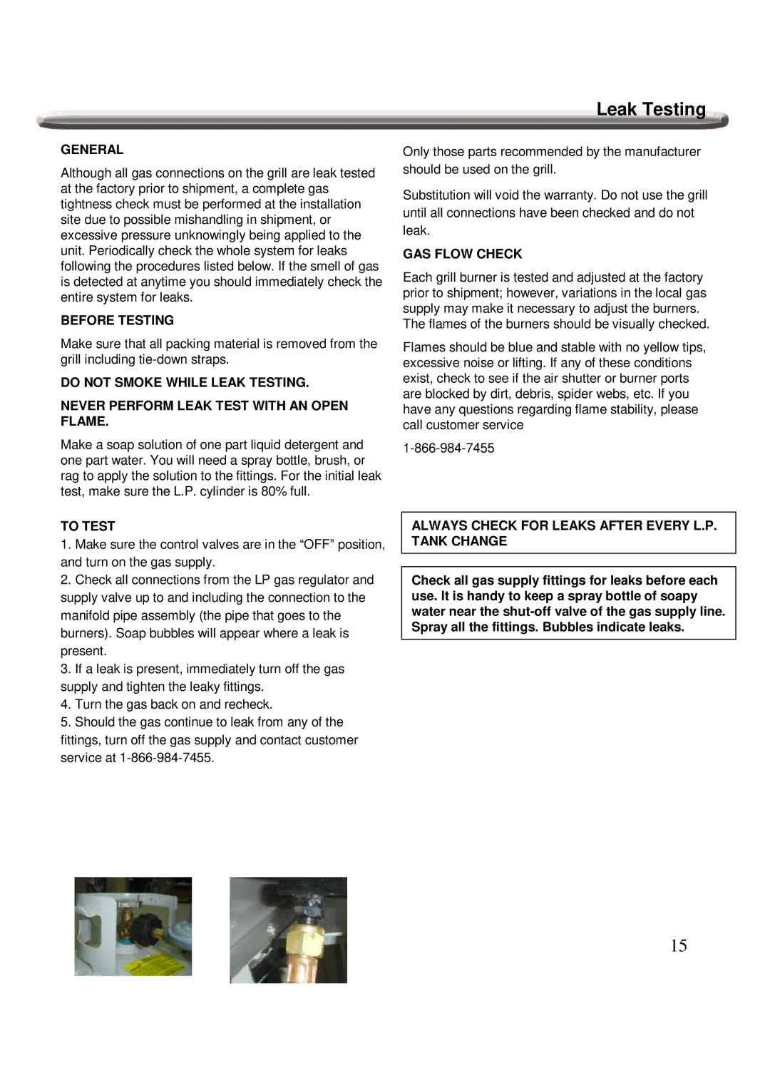 Nexgrill 720-0600 operating instructions Leak Testing 