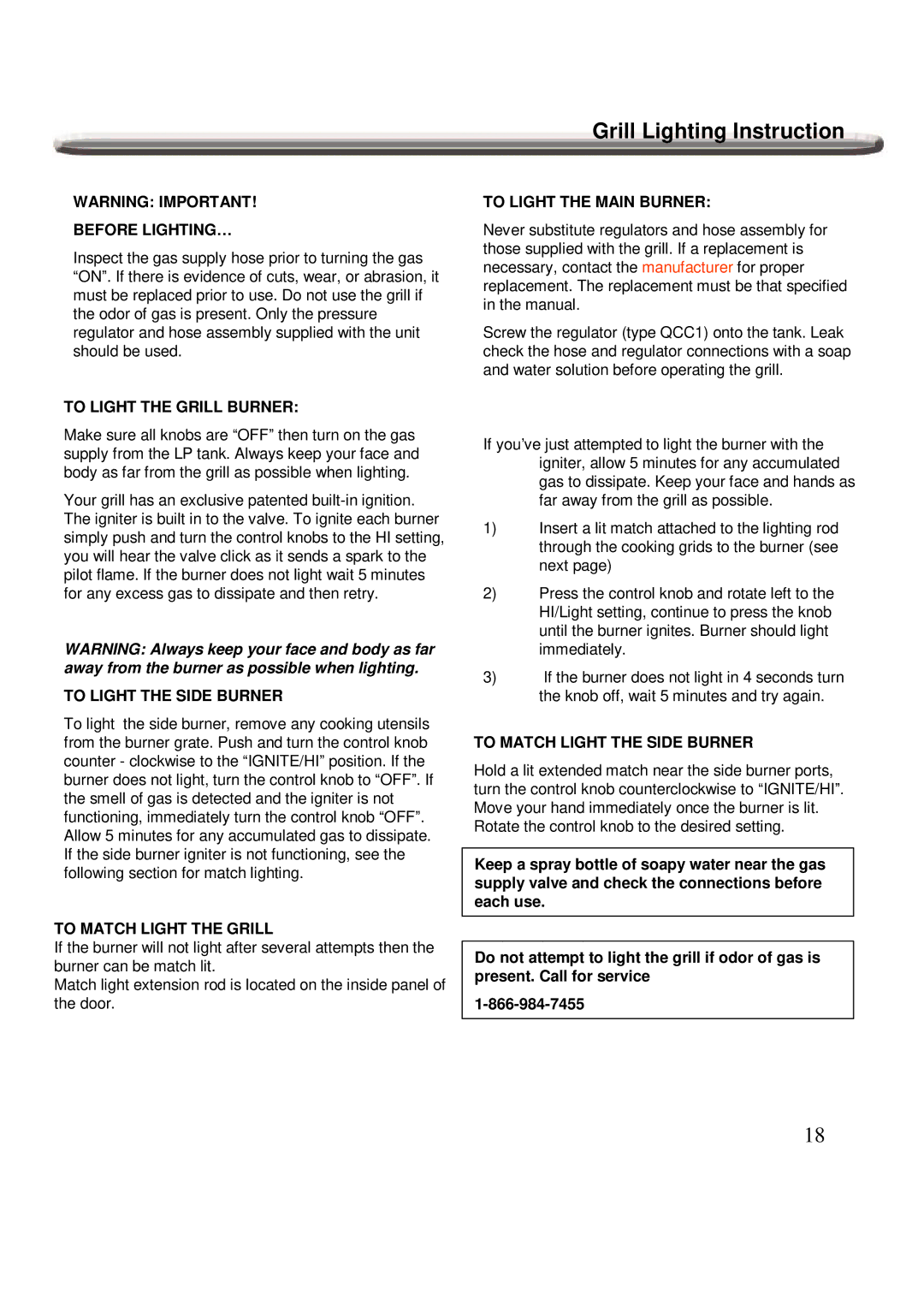 Nexgrill 720-0600 operating instructions Grill Lighting Instruction 