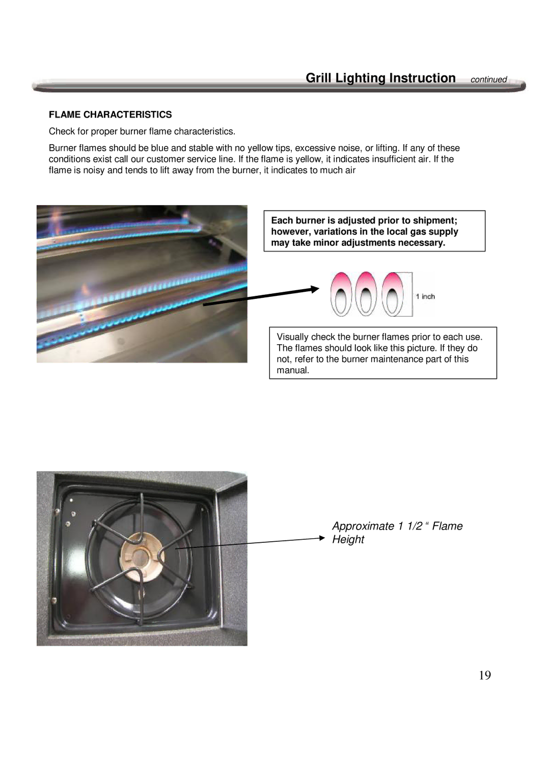 Nexgrill 720-0600 operating instructions Flame Characteristics 