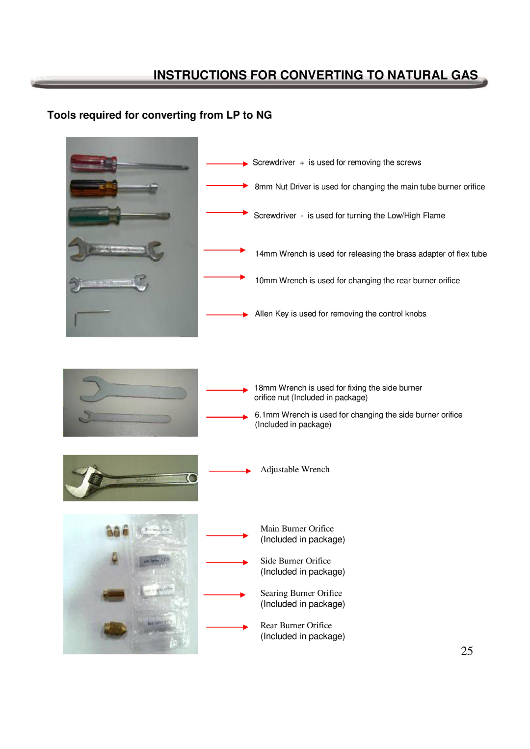 Nexgrill 720-0600 operating instructions Instructions for Converting to Natural GAS 