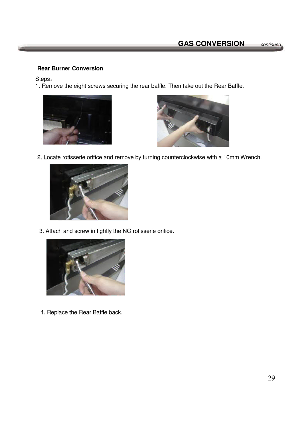 Nexgrill 720-0600 operating instructions Rear Burner Conversion 