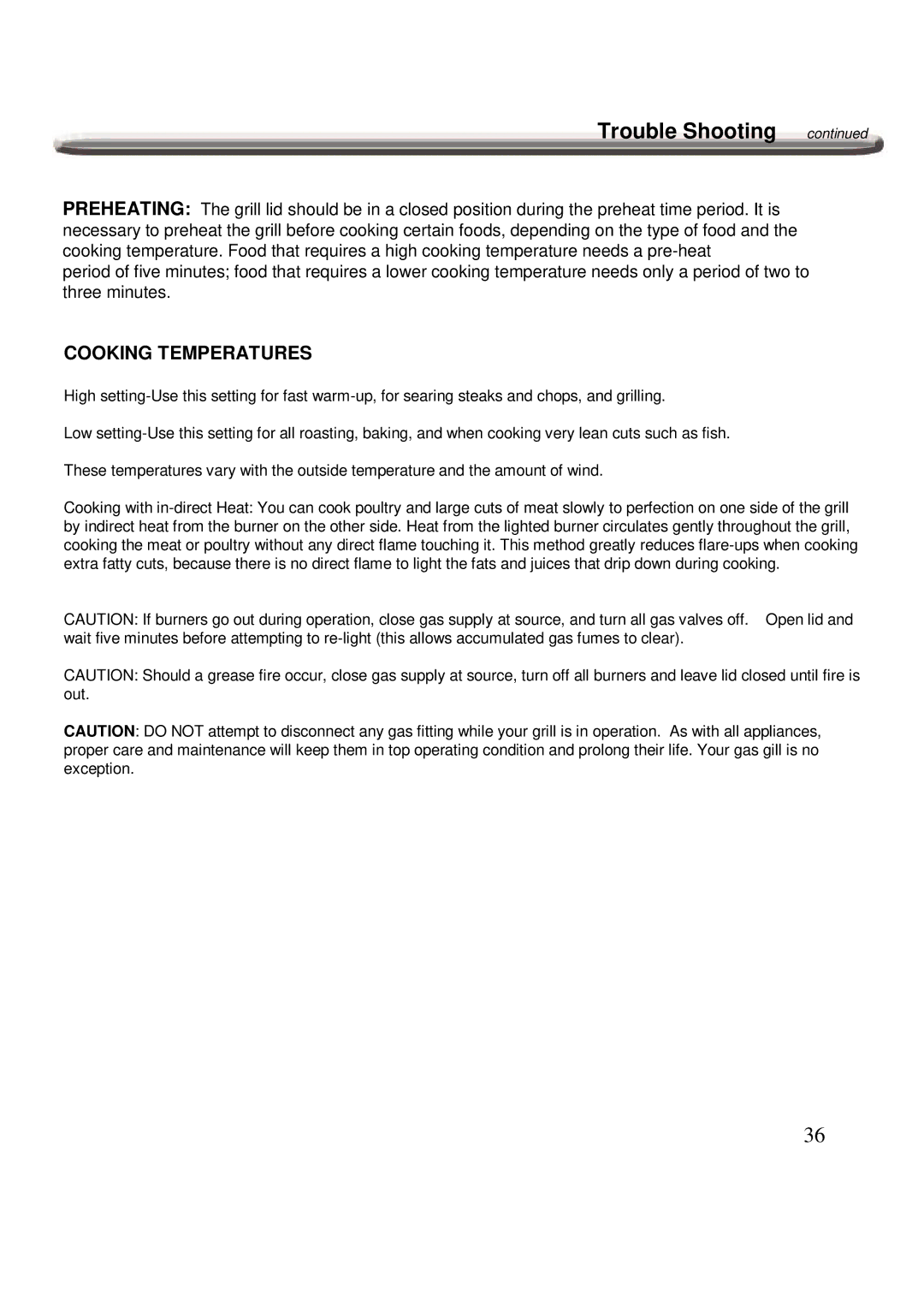 Nexgrill 720-0600 operating instructions Cooking Temperatures 