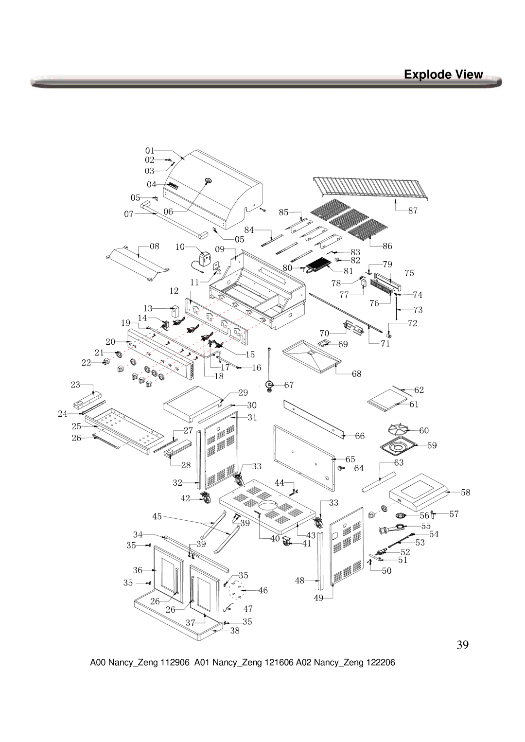 Nexgrill 720-0600 operating instructions Explode View 