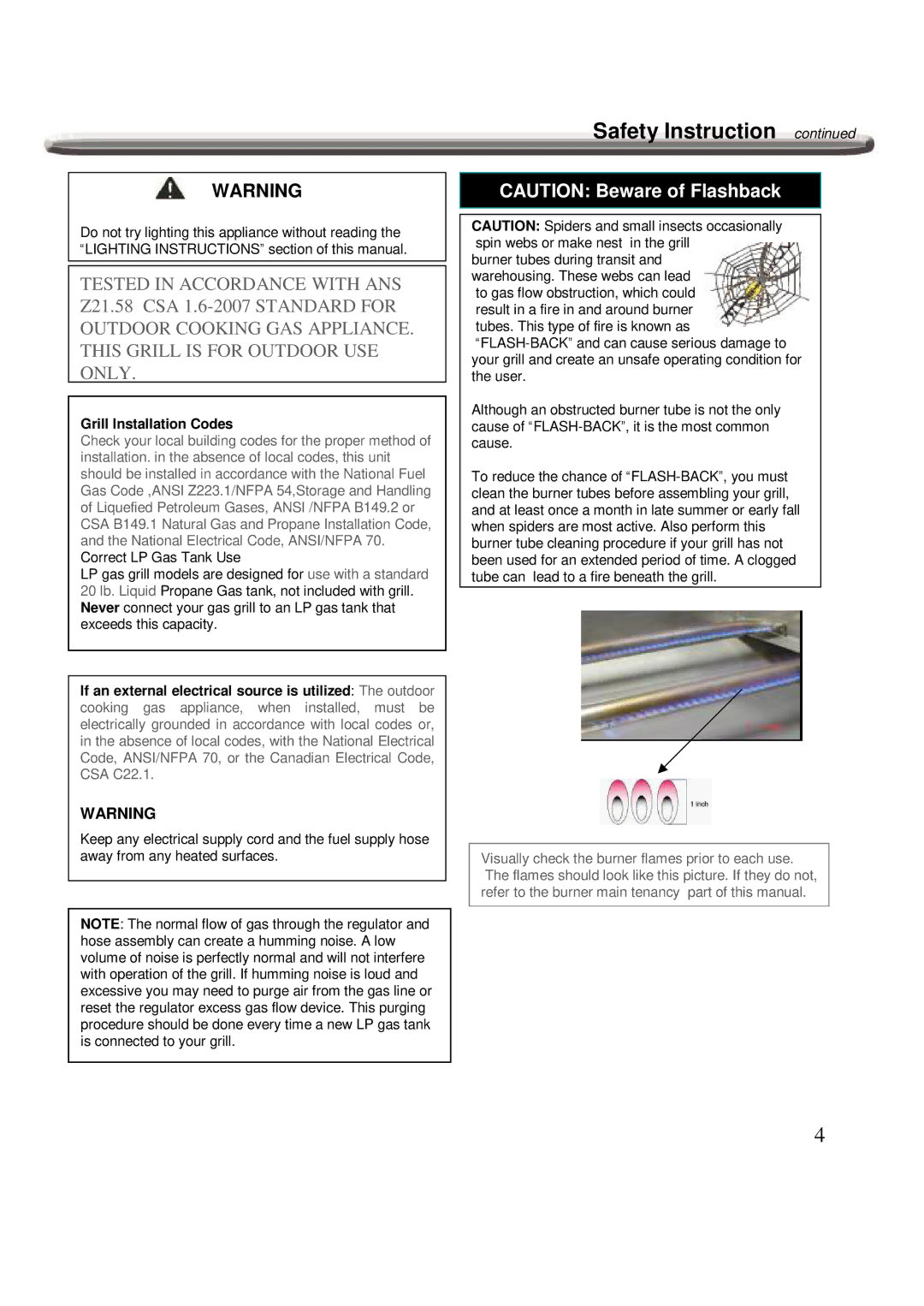 Nexgrill 720-0600 operating instructions Grill Installation Codes 