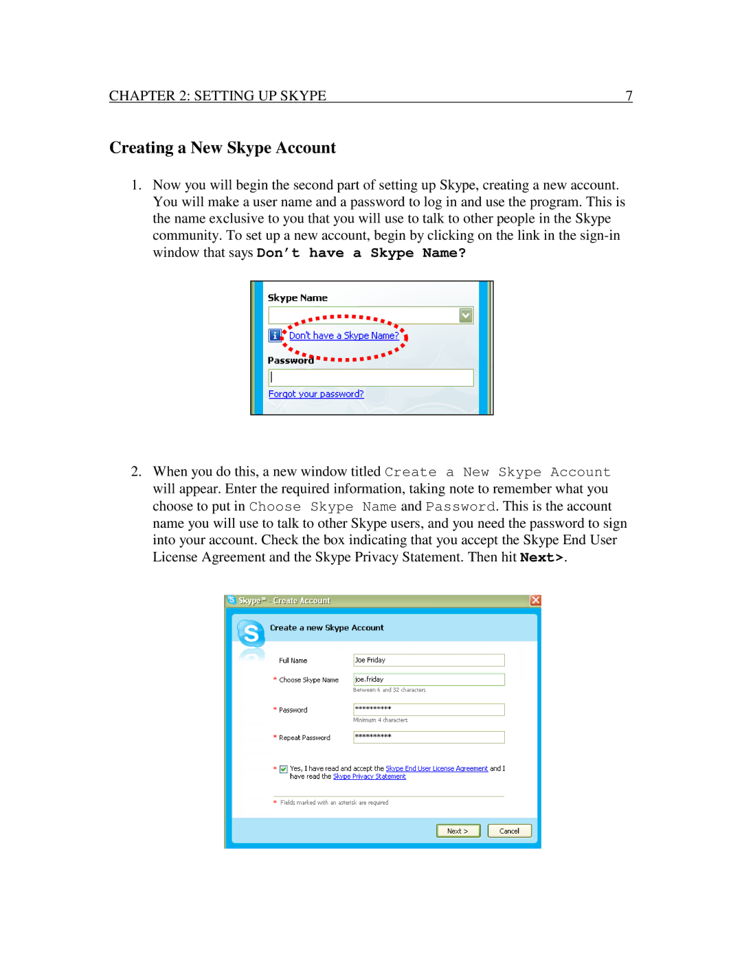 Nexotek NT-B300 manual CreatingaNewSkypeAccount 