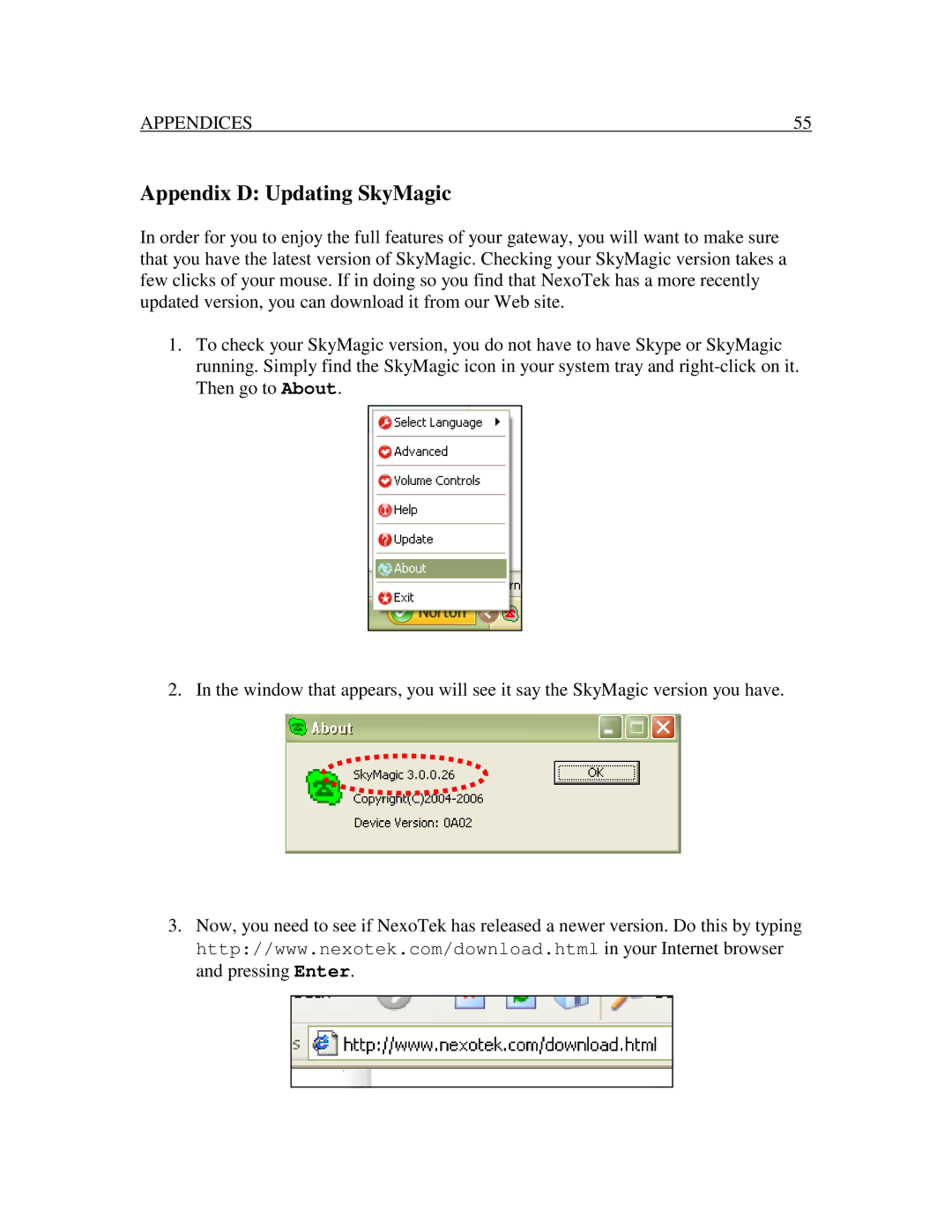 Nexotek NT-B300 manual AppendixDUpdatingSkyMagic 