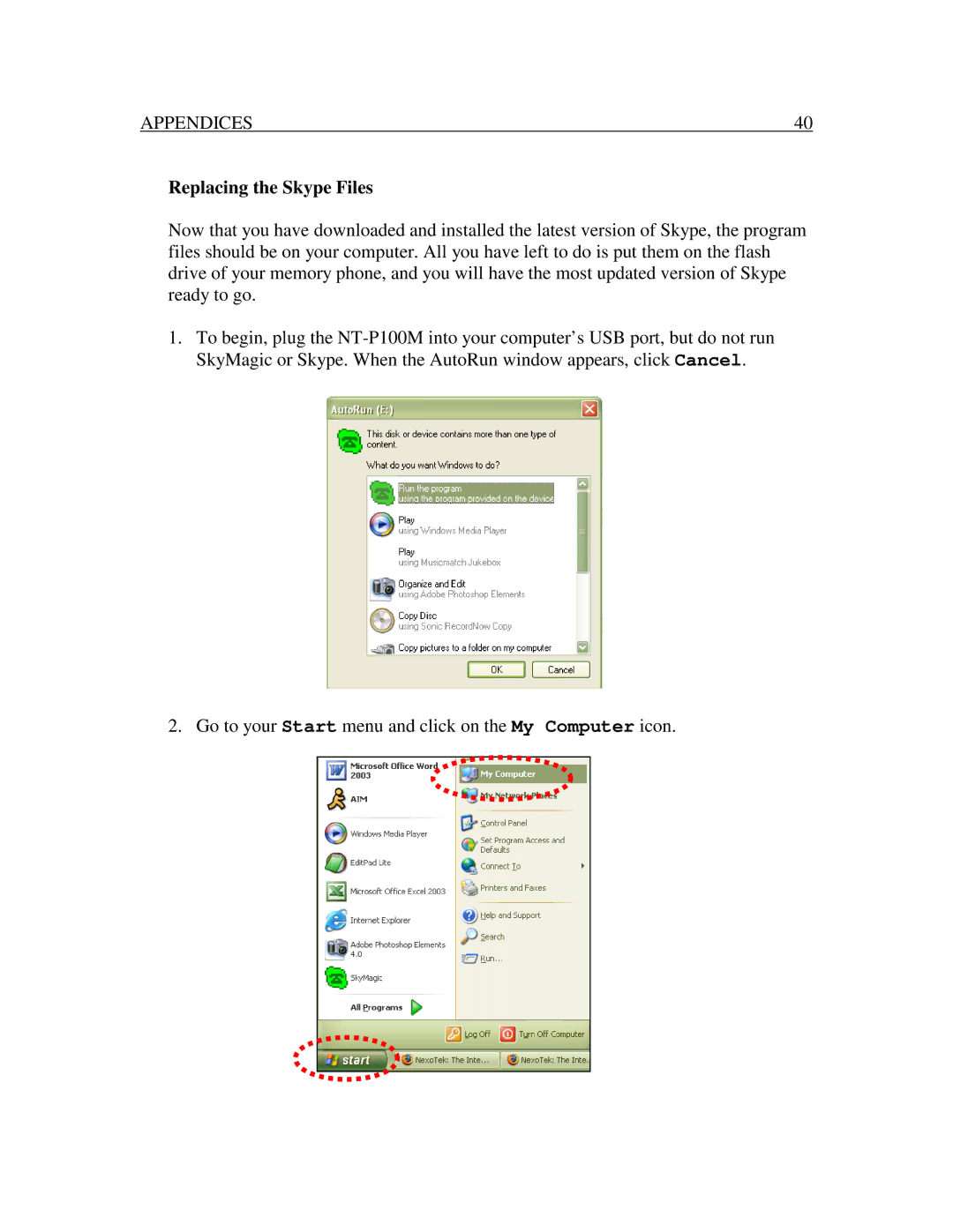 Nexotek NT-P100M manual ReplacingtheSkypeFiles 