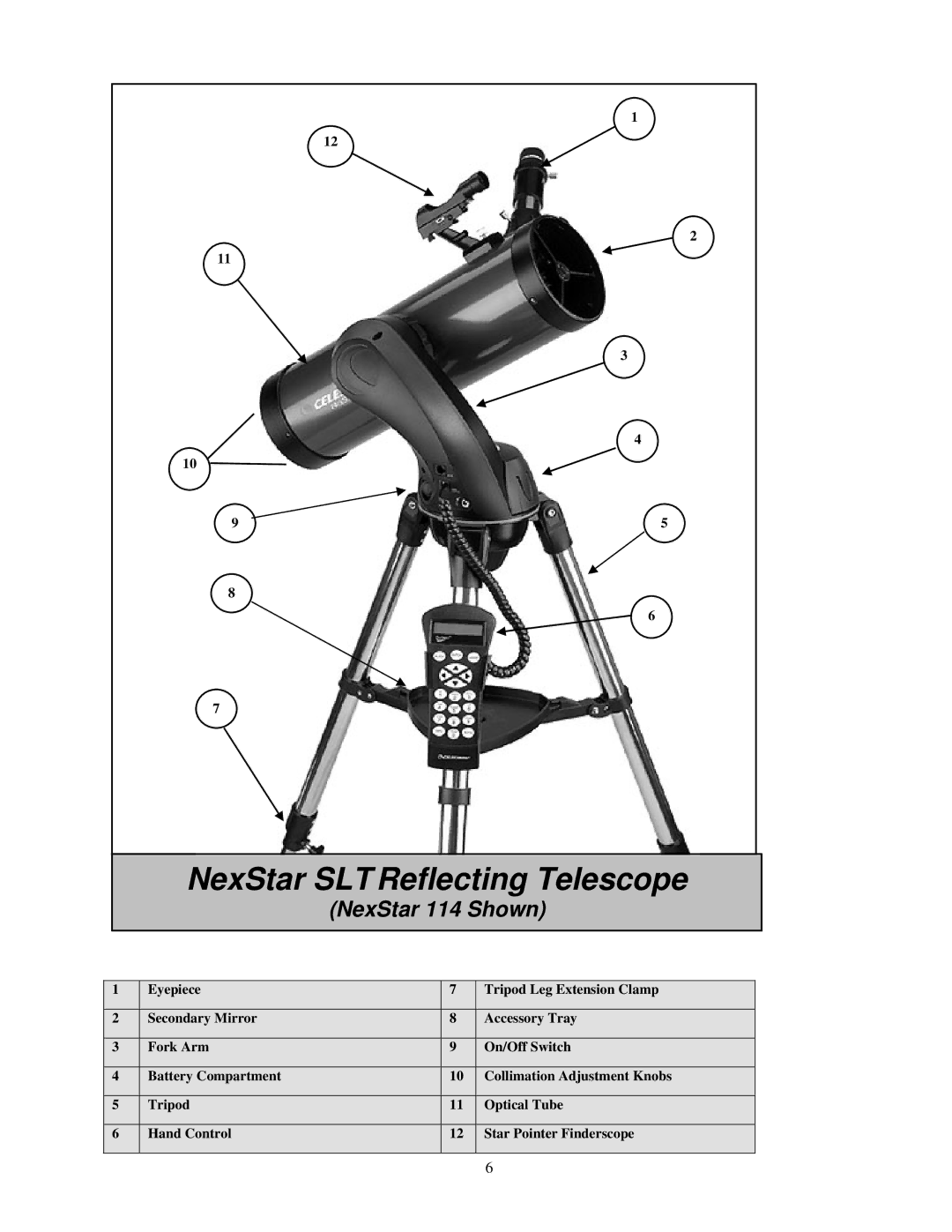 Nexstar 80, 60, 102, 130 manual NexStar SLT Reflecting Telescope, NexStar 114 Shown 