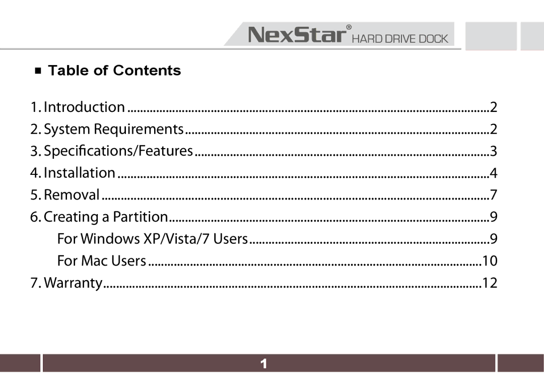 Nexstar 7650 user manual Table of Contents 