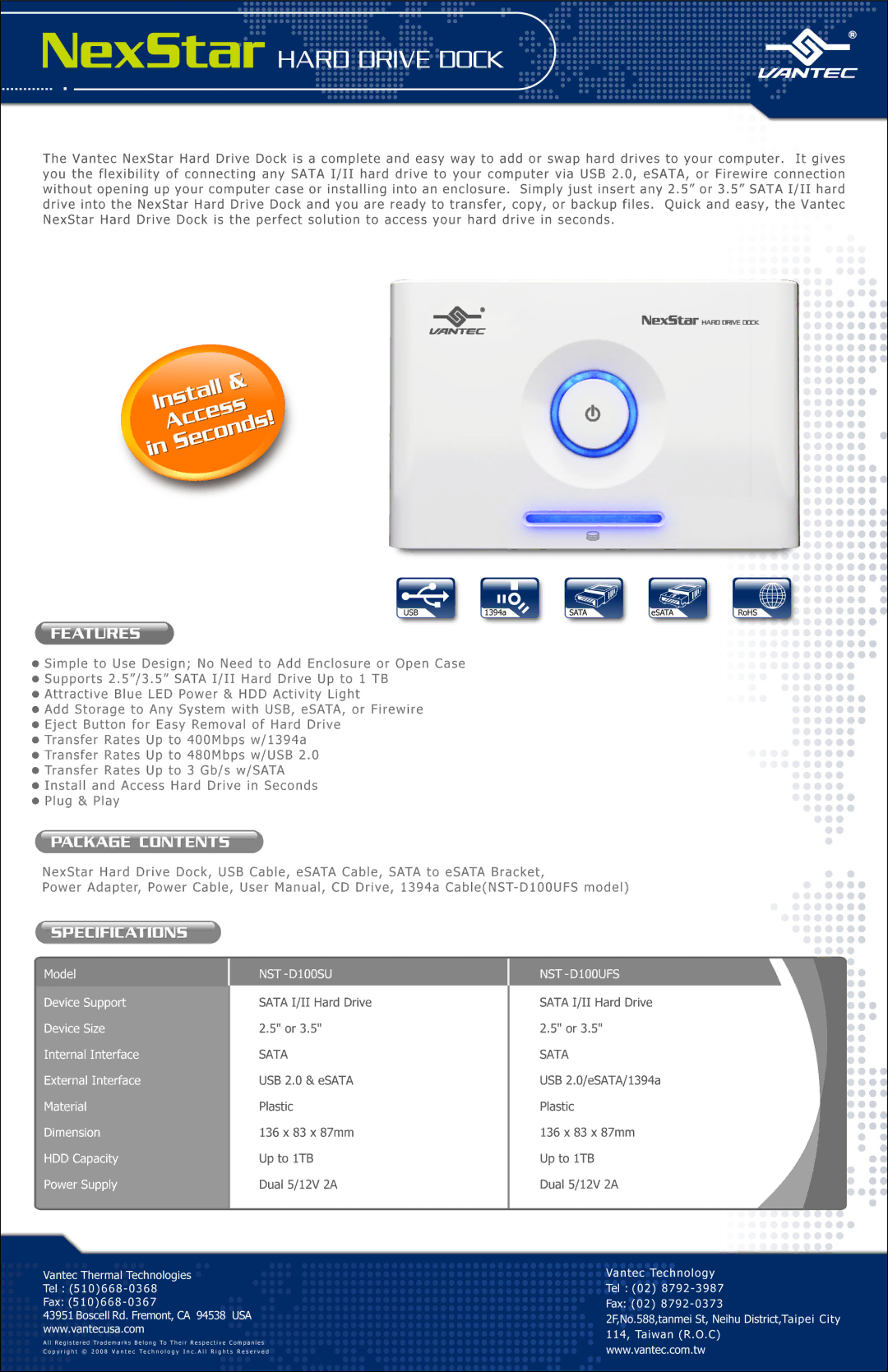 Nexstar NST-D100UFS, NST-D100SU manual 