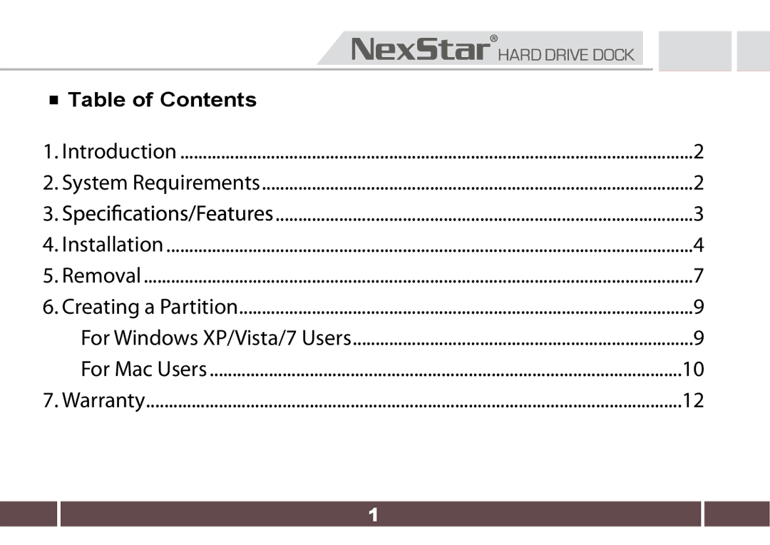 Nexstar NST-D300S3-BK user manual Table of Contents 