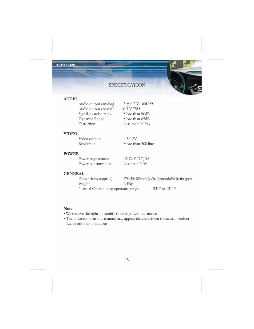 Nextar D3201 instruction manual 63&,,&$7,21, $8,2, 325, 15$, 1RWH 