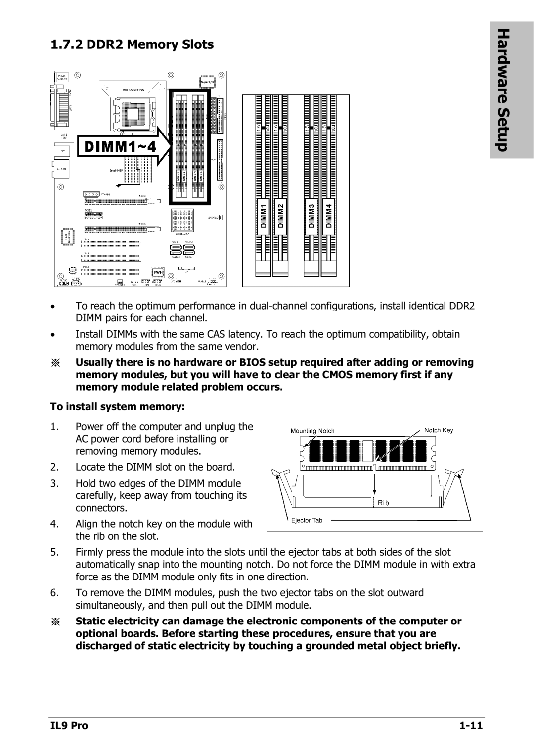 Nextar IL9 PRO appendix 2 DDR2 Memory Slots 