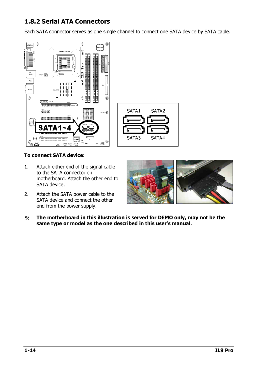 Nextar IL9 PRO appendix Serial ATA Connectors 