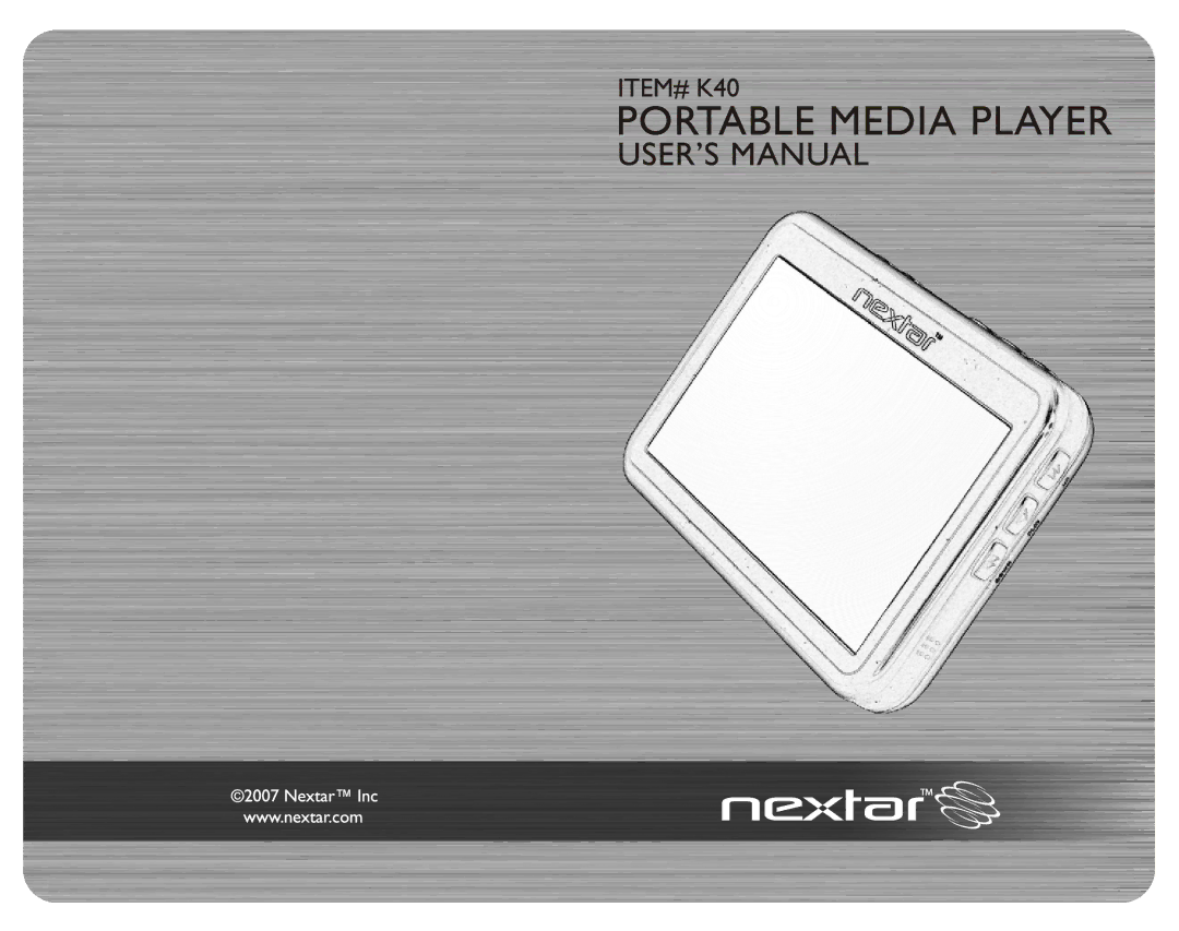 Nextar K40 manual 