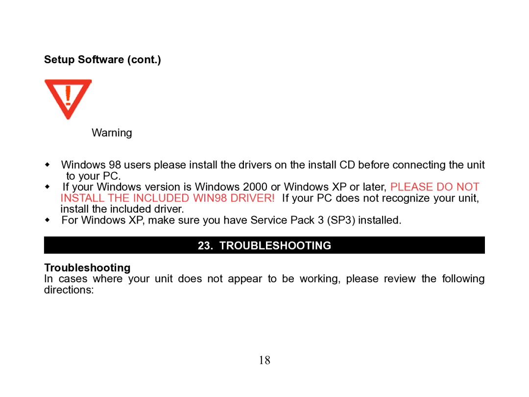 Nextar MA110 instruction manual Troubleshooting 