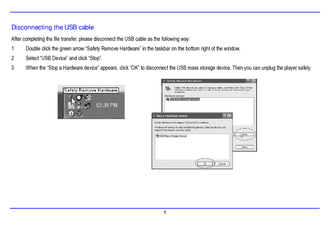 Nextar MA177 manual Disconnecting the USB cable 